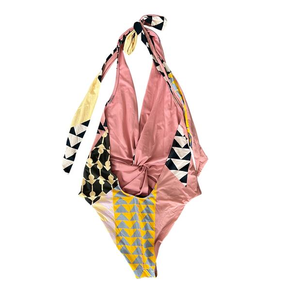 Self-Portrait Deco Printed V-Neck Swimsuit US 4 - Picture 3 of 7